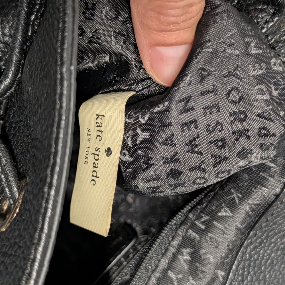 Kate Spade Black Leather Drawstring Backpack - Picture 9 of 16
